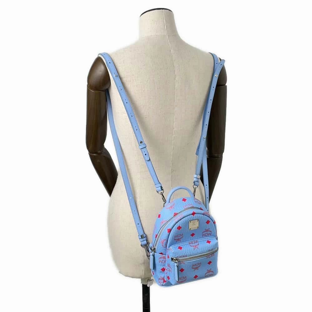 MCM Visetos Mini Backpack Blue/Red Leather