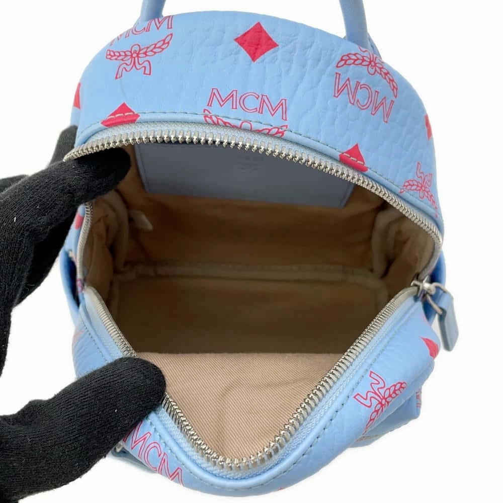 MCM Visetos Mini Backpack Blue/Red Leather