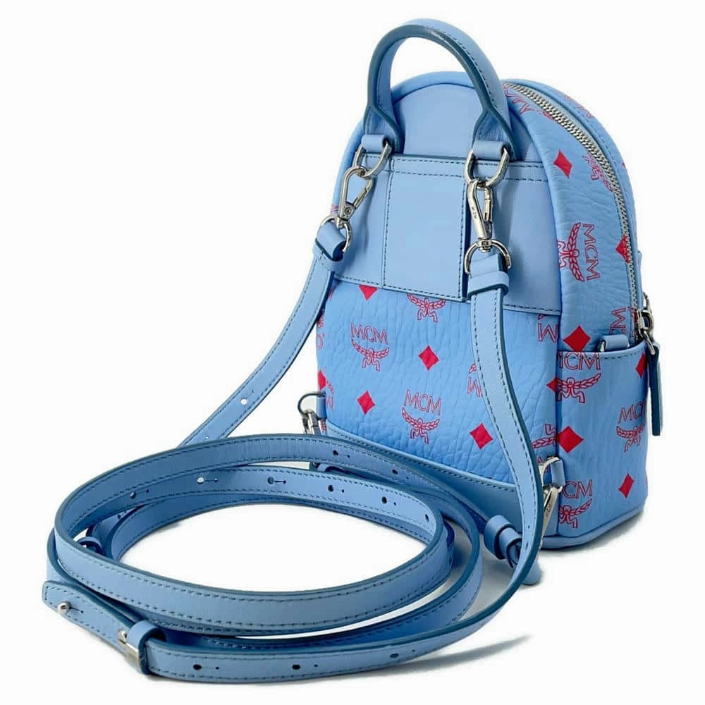 MCM Visetos Mini Backpack Blue/Red Leather