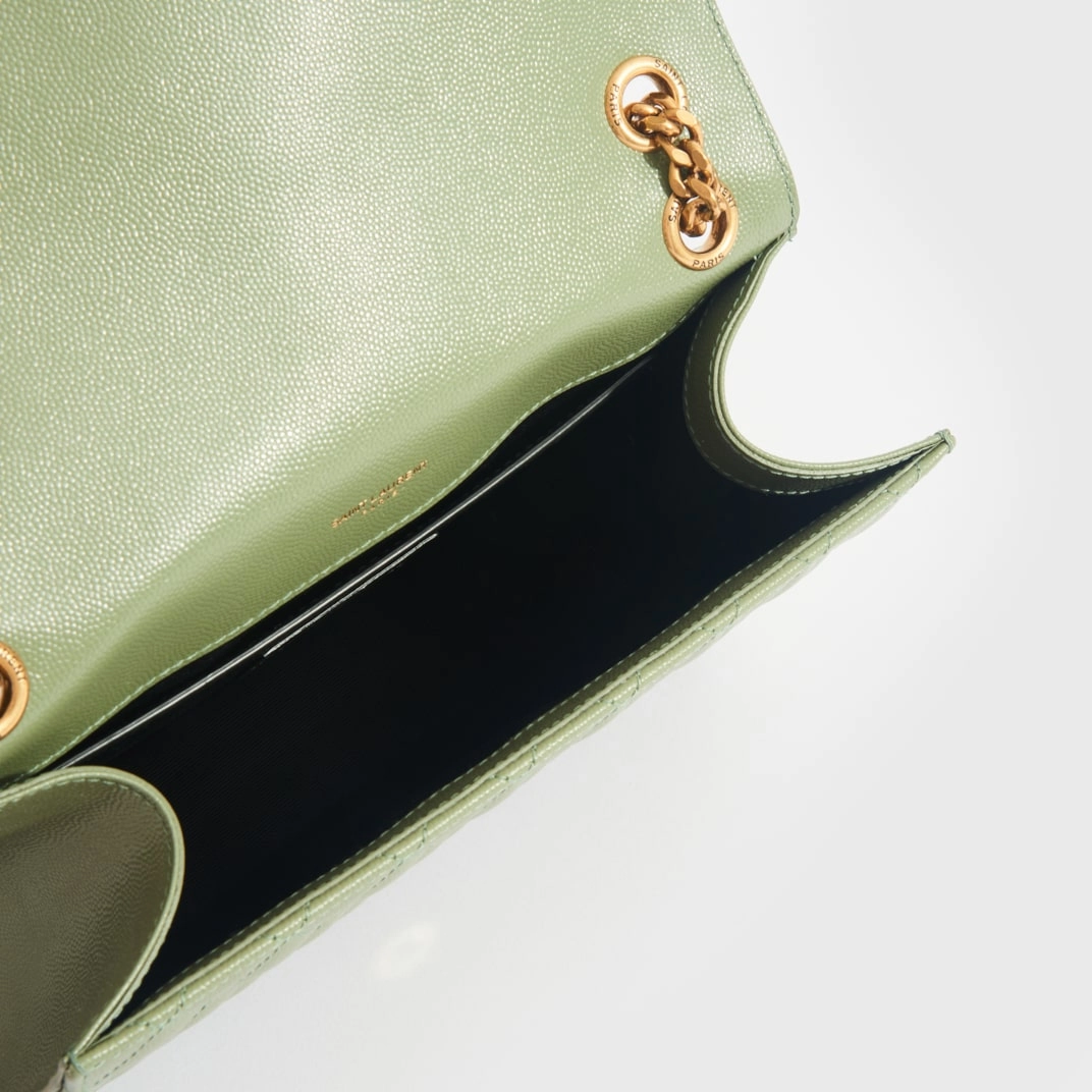 Medium Monogram Quilted Leather Envelope Shoulder Bag in Sage Green