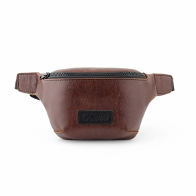 Men's Leather Belt Bag Fanny Pack In Sand