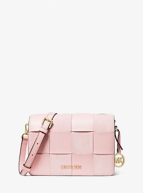 Mercer Small Woven Faux Leather and Suede Crossbody Bag