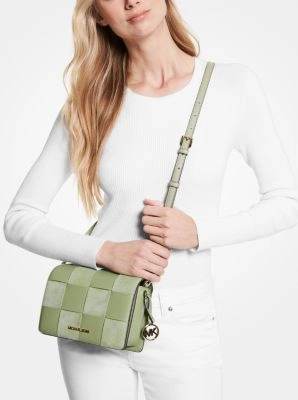 Mercer Small Woven Faux Leather and Suede Crossbody Bag