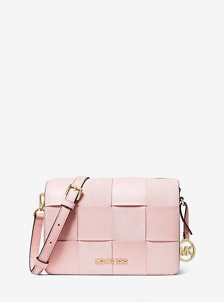 Mercer Small Woven Faux Leather and Suede Crossbody Bag