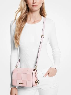 Mercer Small Woven Faux Leather and Suede Crossbody Bag