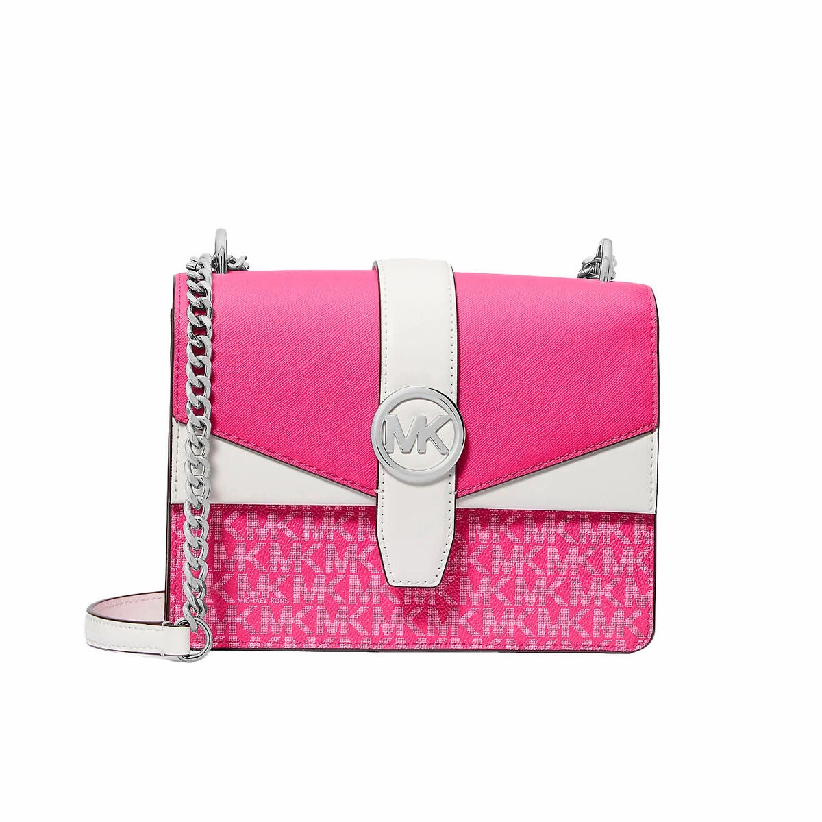 Michael Kors Leather Chain Shoulder Bag Dragonfruit Pink