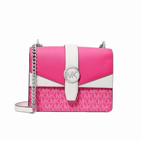 Michael Kors Leather Chain Shoulder Bag Dragonfruit Pink