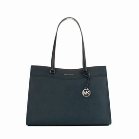 Michael Kors Navy Blue Leather Tote Shoulder Bag
