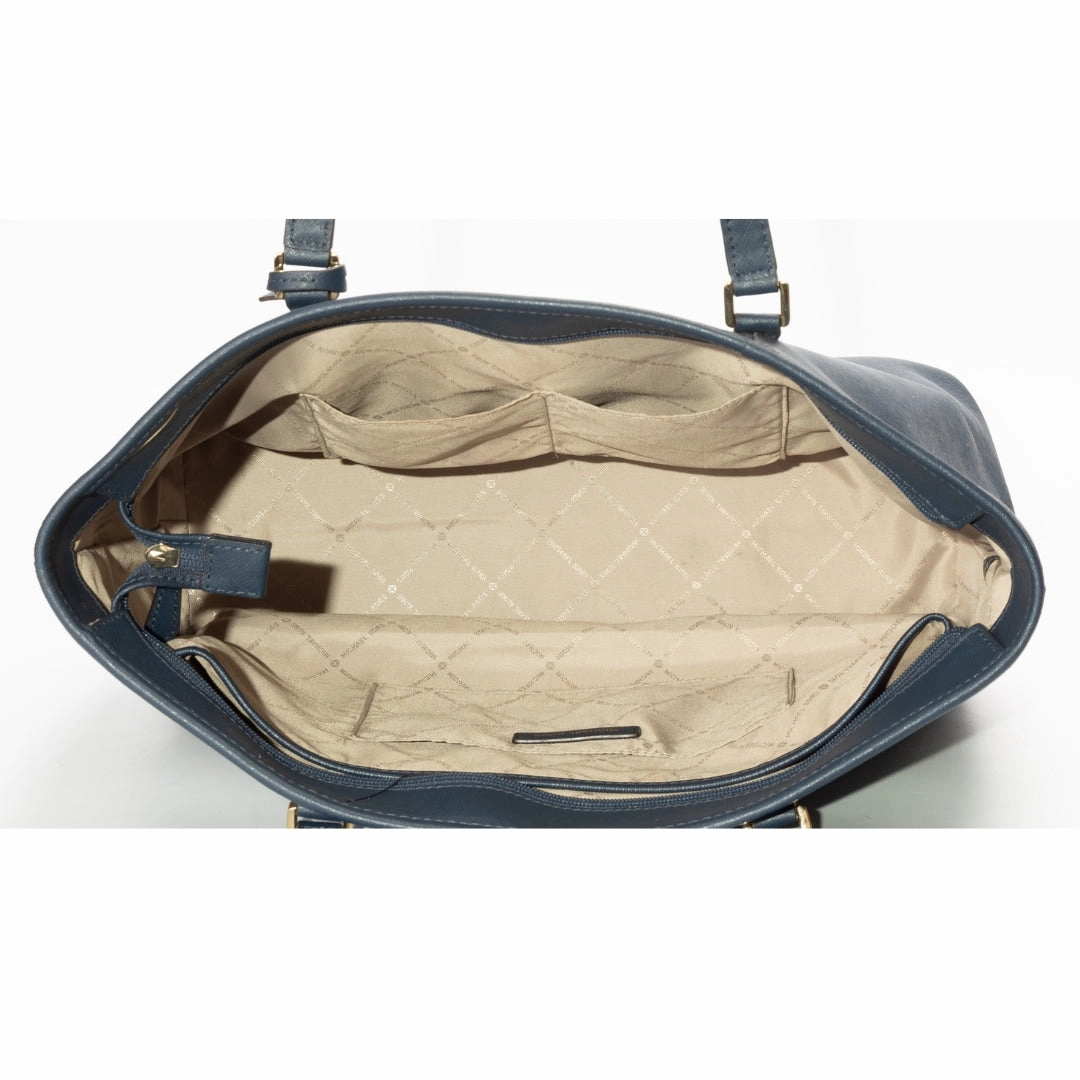Michael Kors Navy Temple Leather Tote Bag