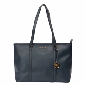 Michael Kors Navy Temple Leather Tote Bag