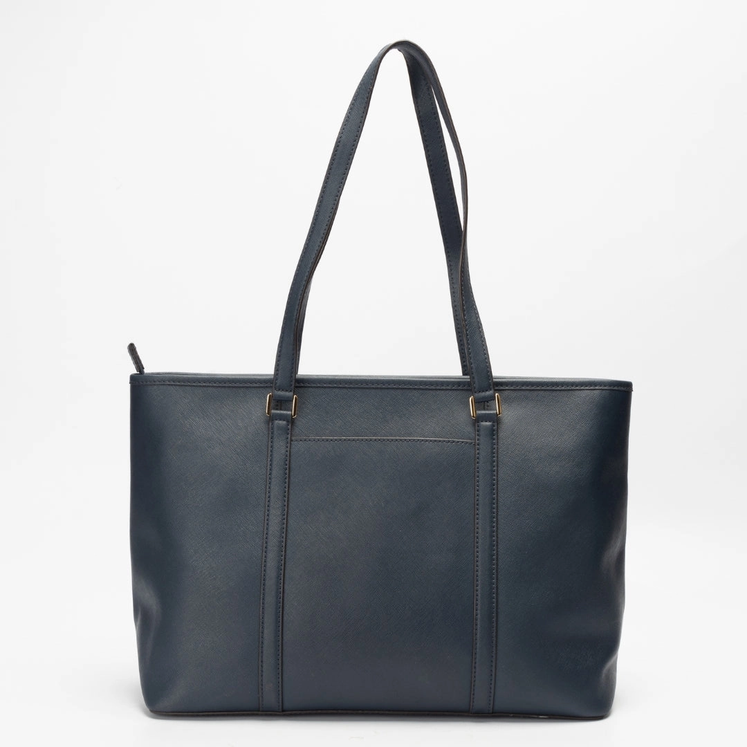 Michael Kors Navy Temple Leather Tote Bag