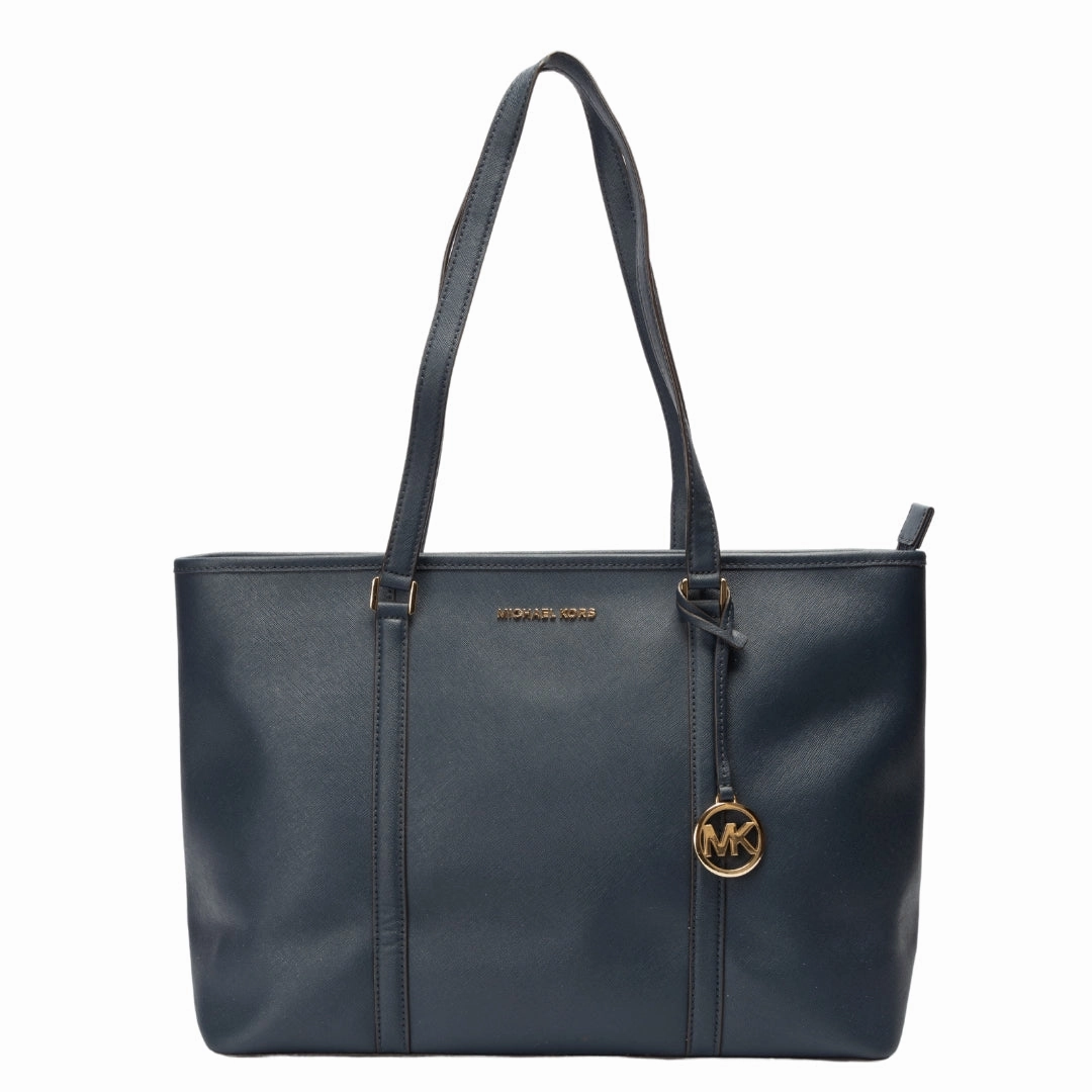 Michael Kors Navy Temple Leather Tote Bag