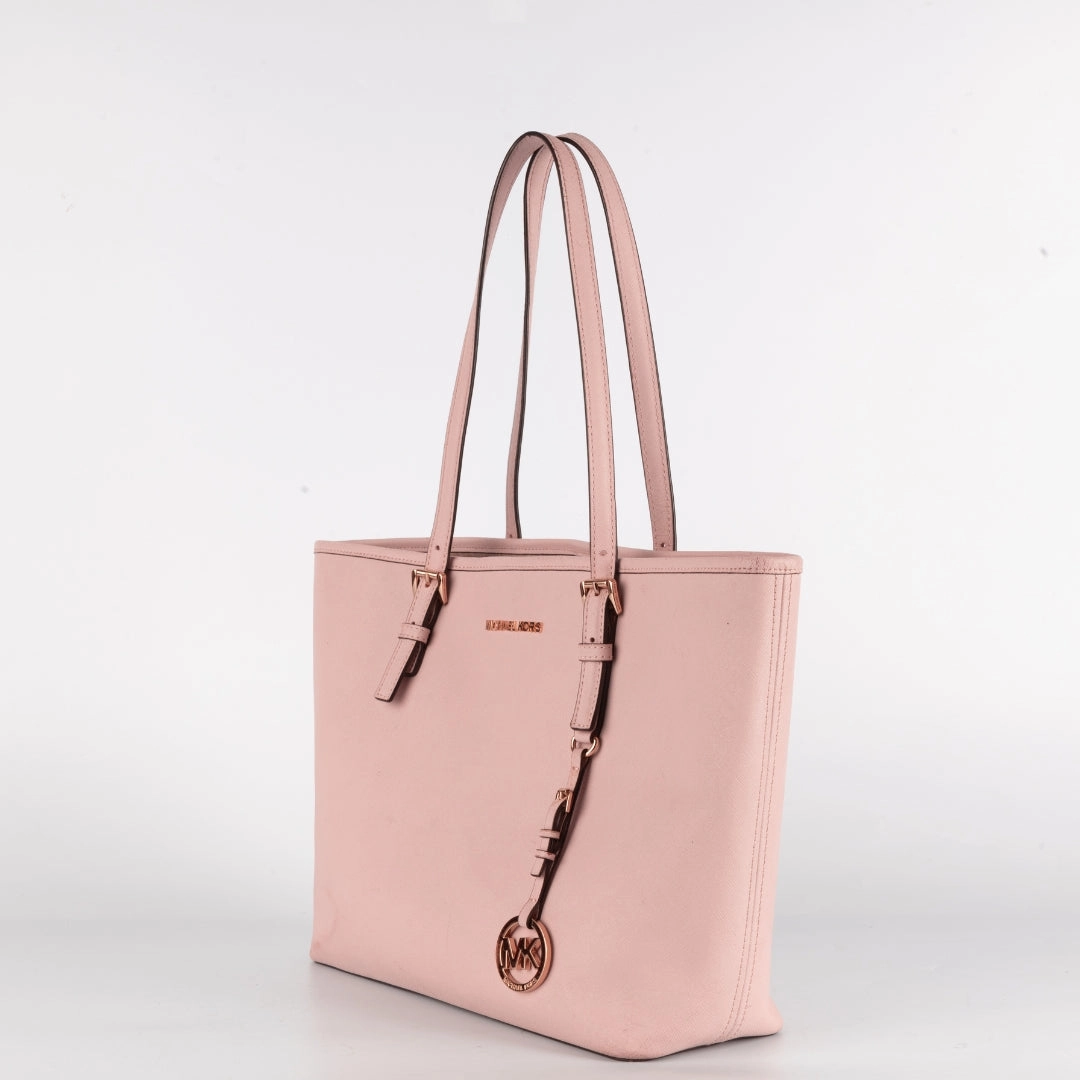 Michael Kors Pink Leather Jet Set Tote Bag