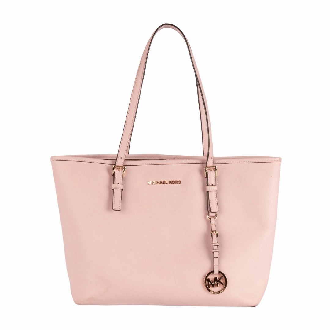 Michael Kors Pink Leather Jet Set Tote Bag