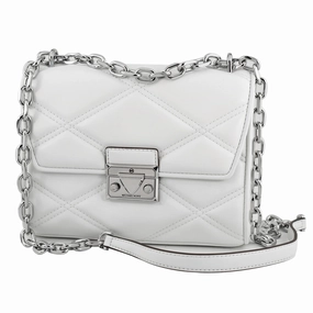 Michael Kors Quilted Leather Serena Chain Shoulder Crossbody White