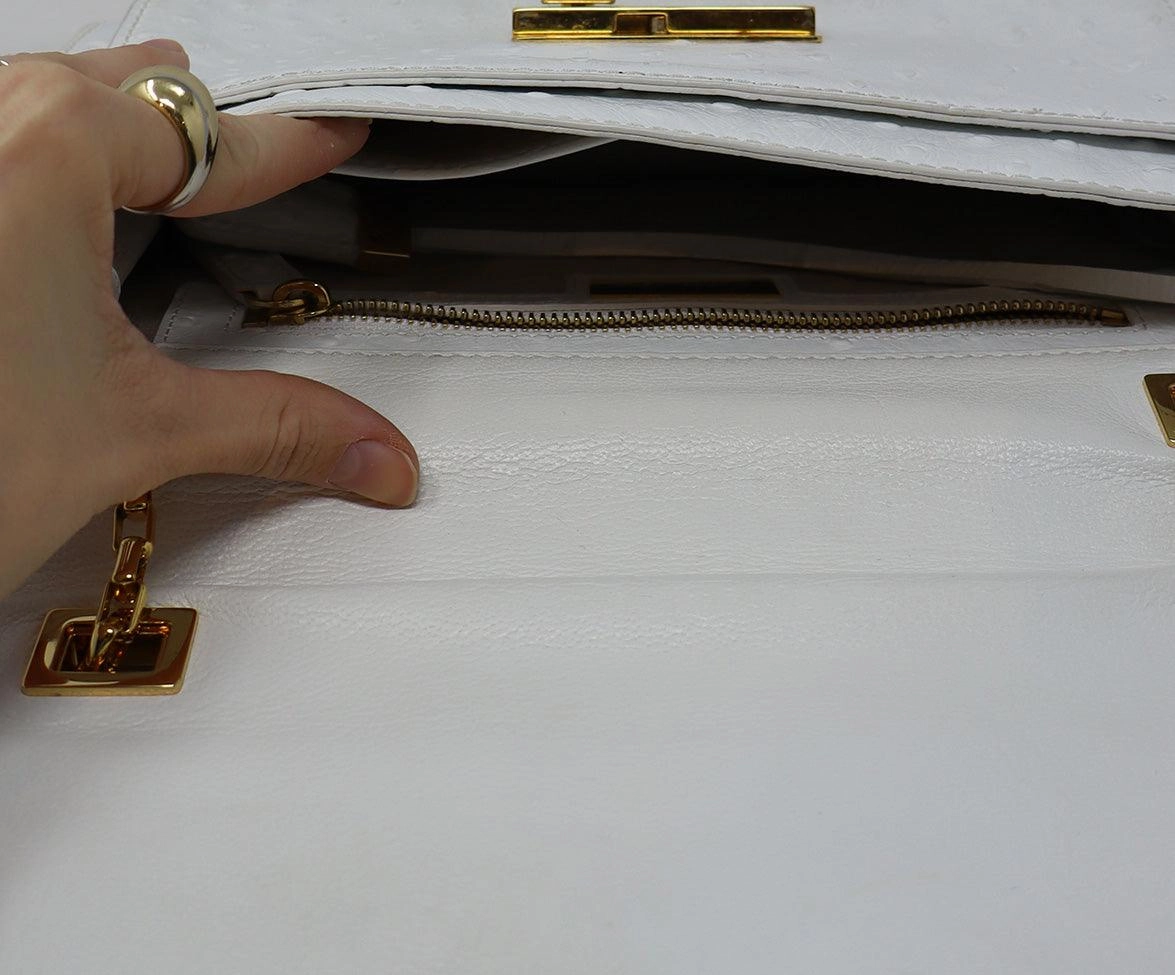 Michael Kors White Pressed Leather Shoulder Bag