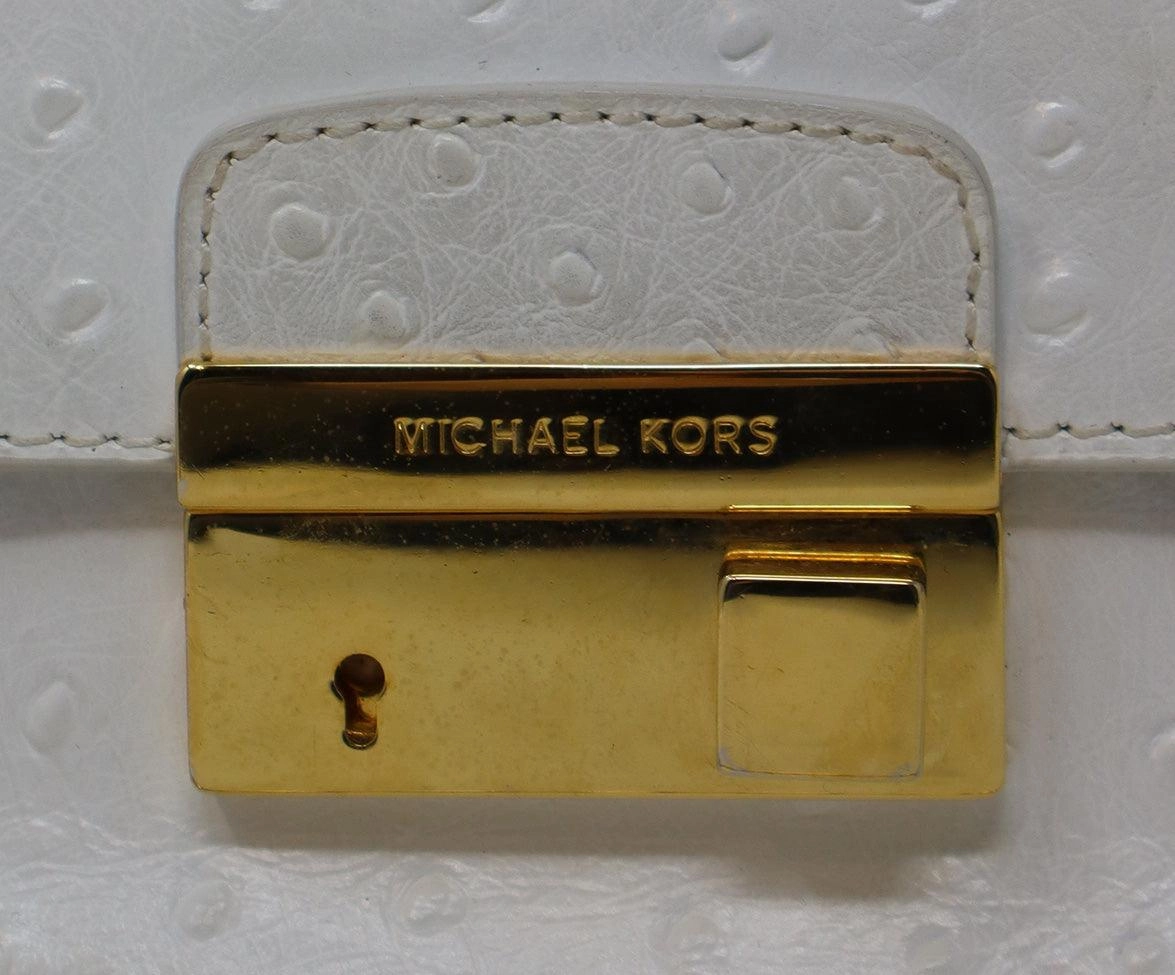 Michael Kors White Pressed Leather Shoulder Bag