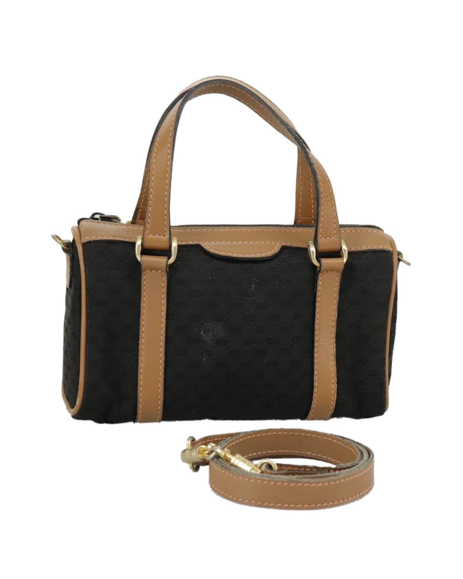 Micro GG Canvas Handbag with Shoulder Strap and Gold Accents