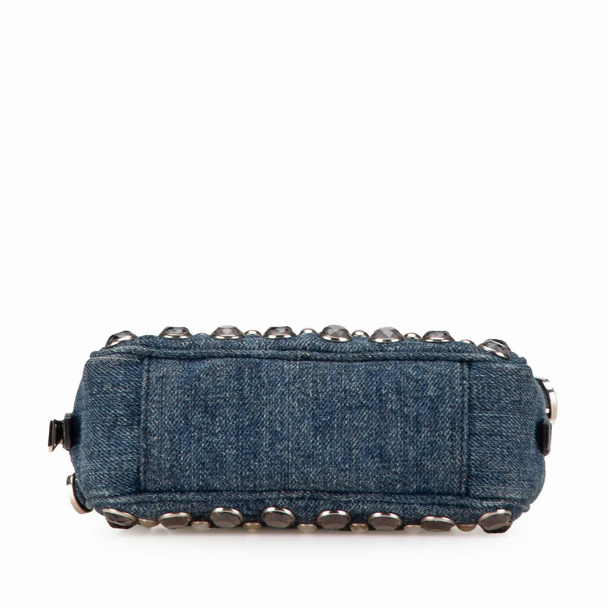 Mini Denim Studded Embellished Camera Crossbody