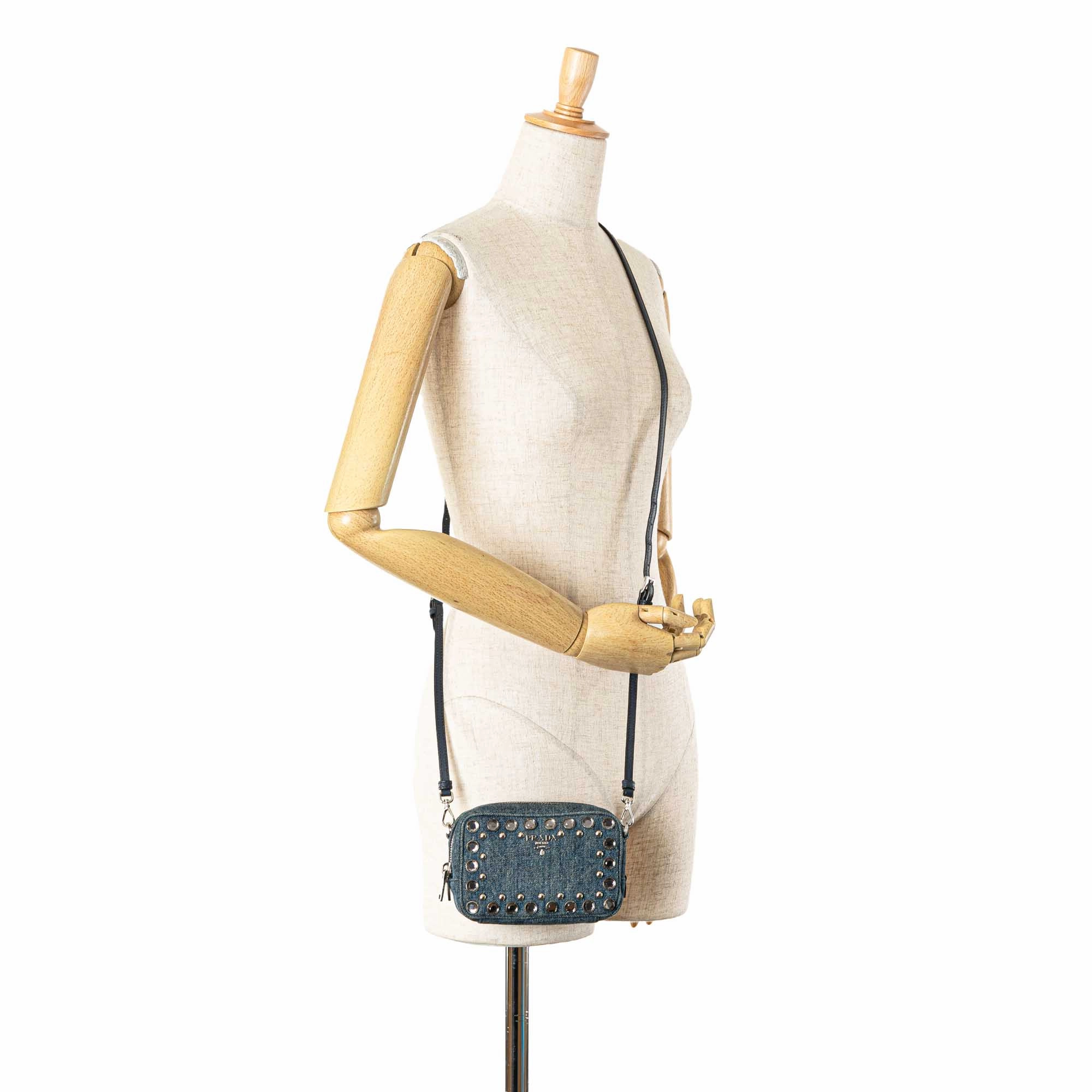 Mini Denim Studded Embellished Camera Crossbody