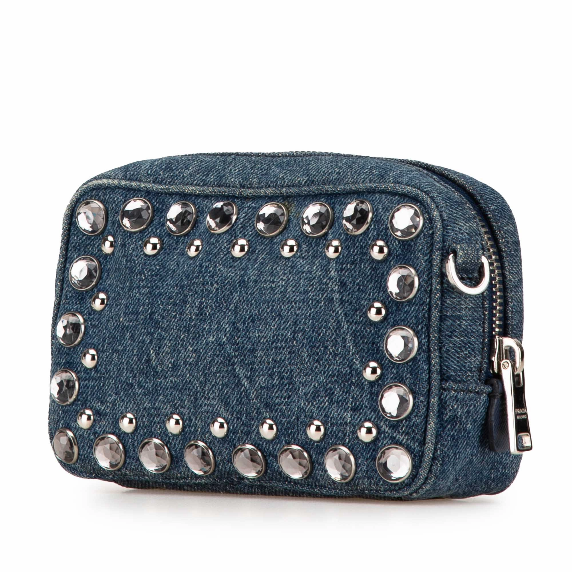 Mini Denim Studded Embellished Camera Crossbody