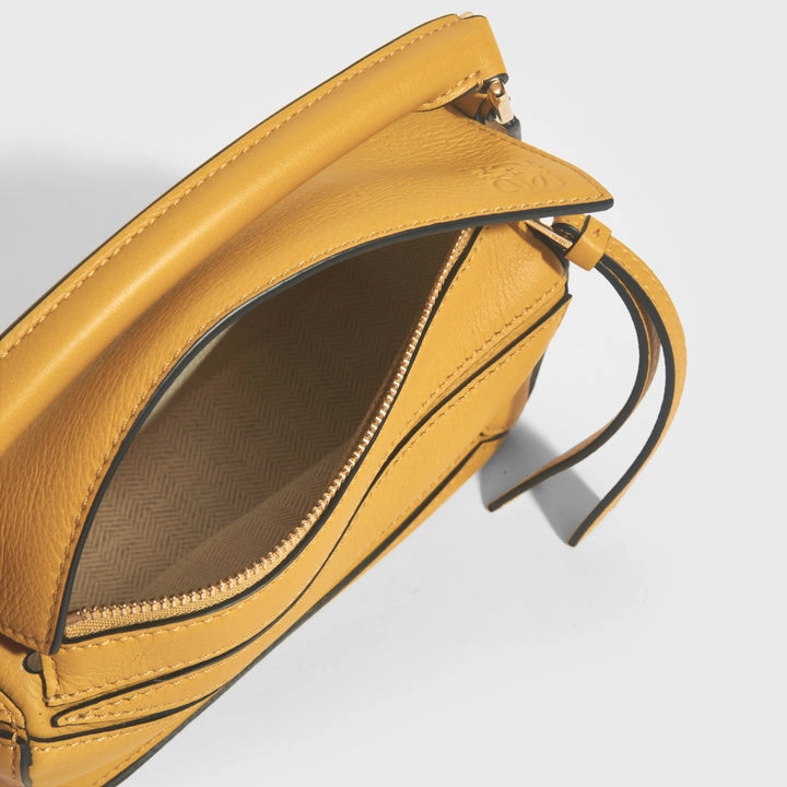 Mini Puzzle Shoulder Bag in Mustard Leather