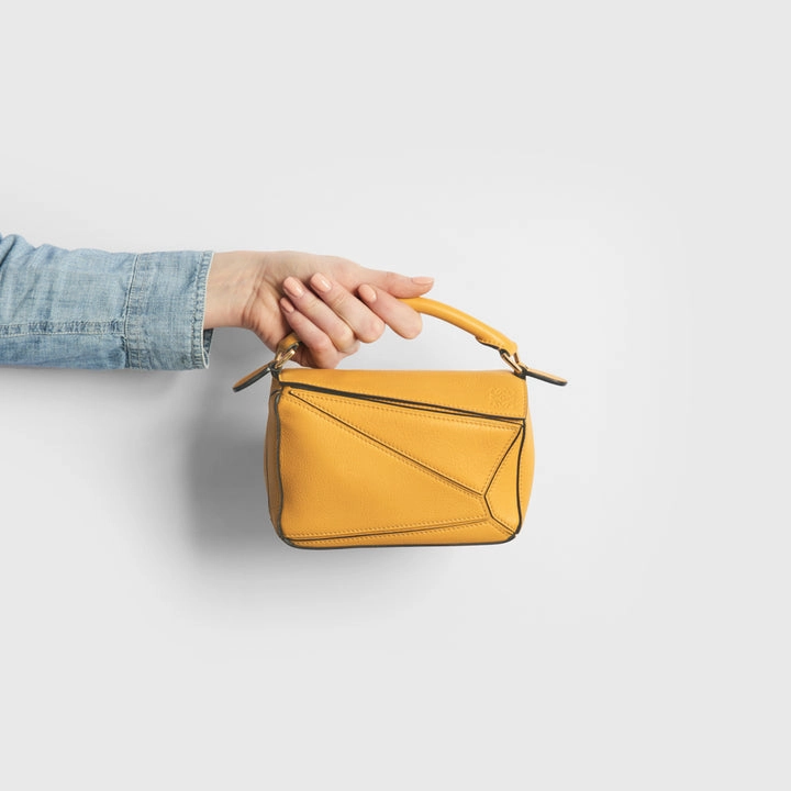Mini Puzzle Shoulder Bag in Mustard Leather