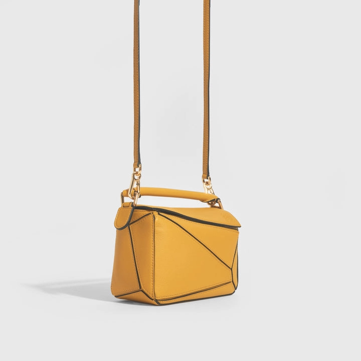 Mini Puzzle Shoulder Bag in Mustard Leather