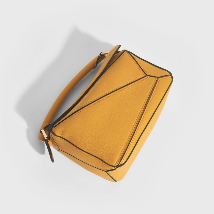 Mini Puzzle Shoulder Bag in Mustard Leather