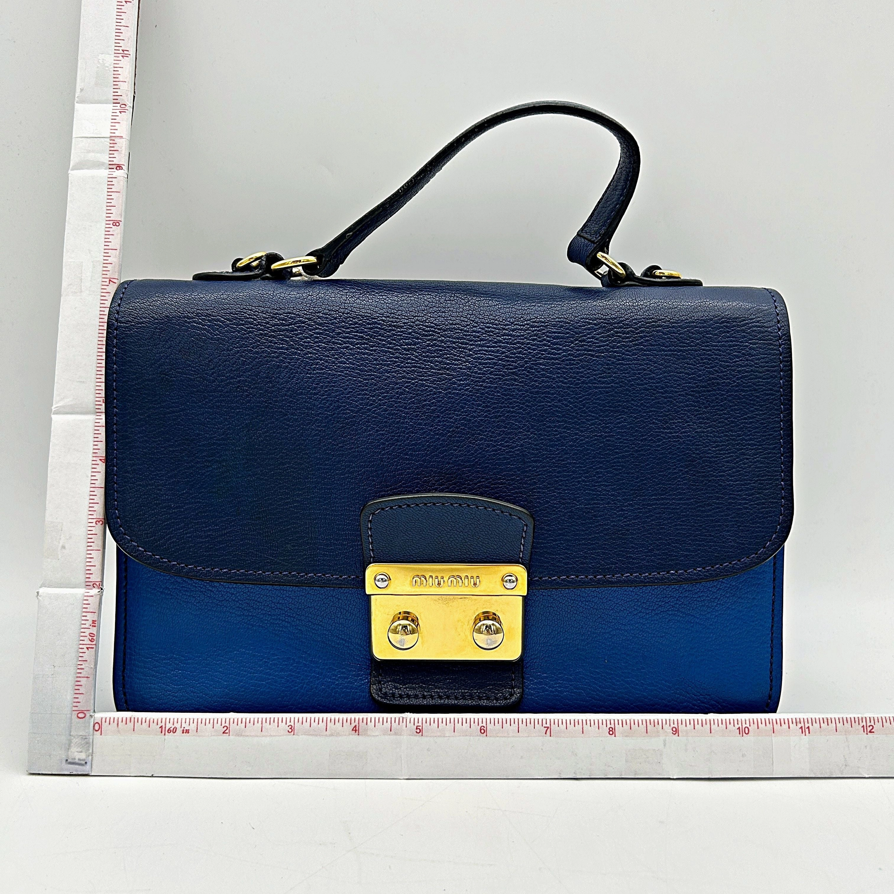 Miu Miu Blue Leather Madras Top Handle Crossbody Bag Miu Miu LA4740