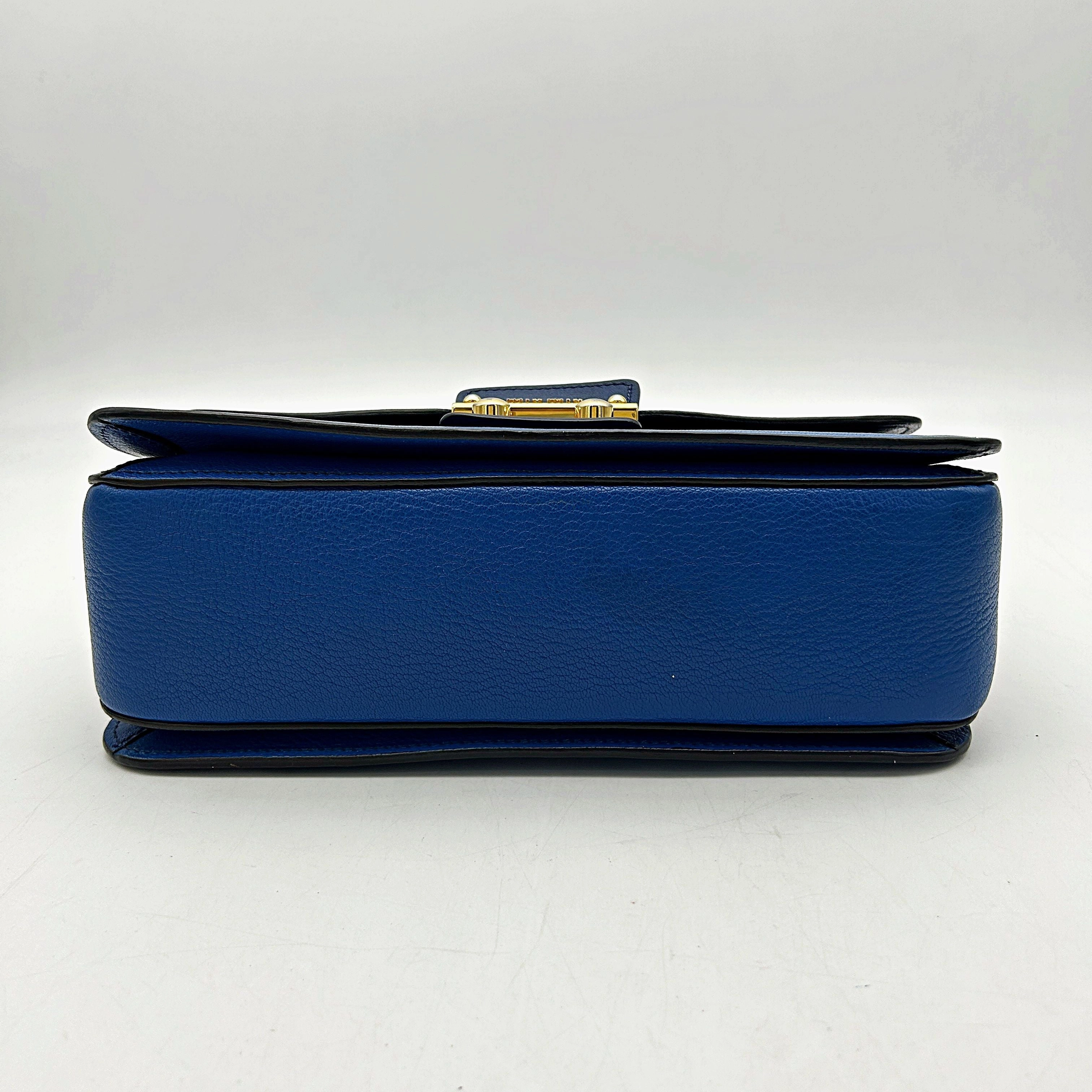 Miu Miu Blue Leather Madras Top Handle Crossbody Bag Miu Miu LA4740