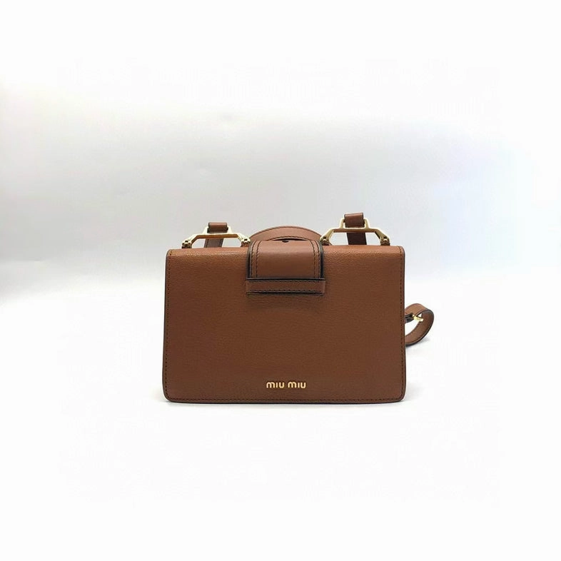 Miu Miu Brown Embellished Leather Crossbody Bag Small