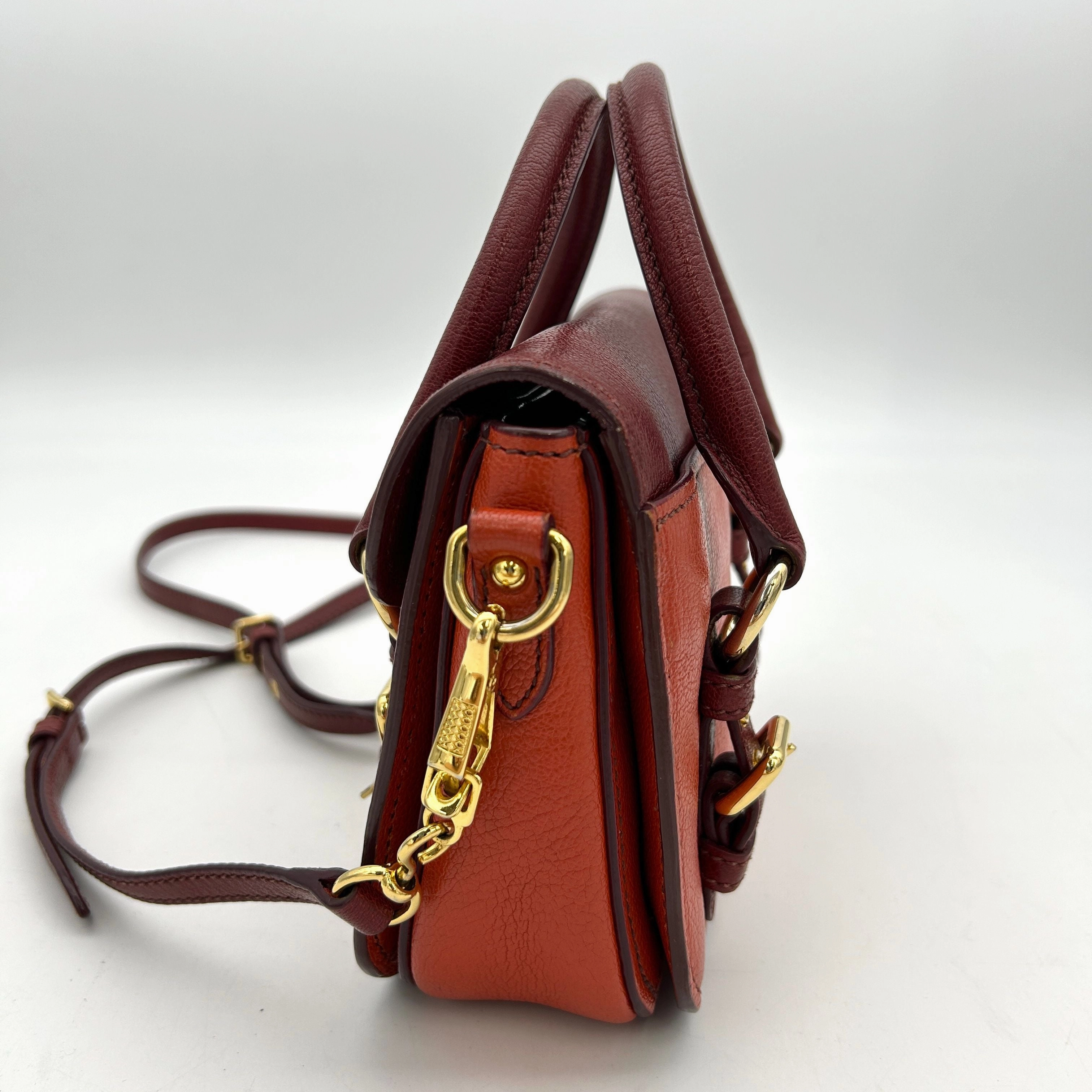 MIU MIU Goatskin Madras Crossbody Bag Mandarino Rubino LA10121