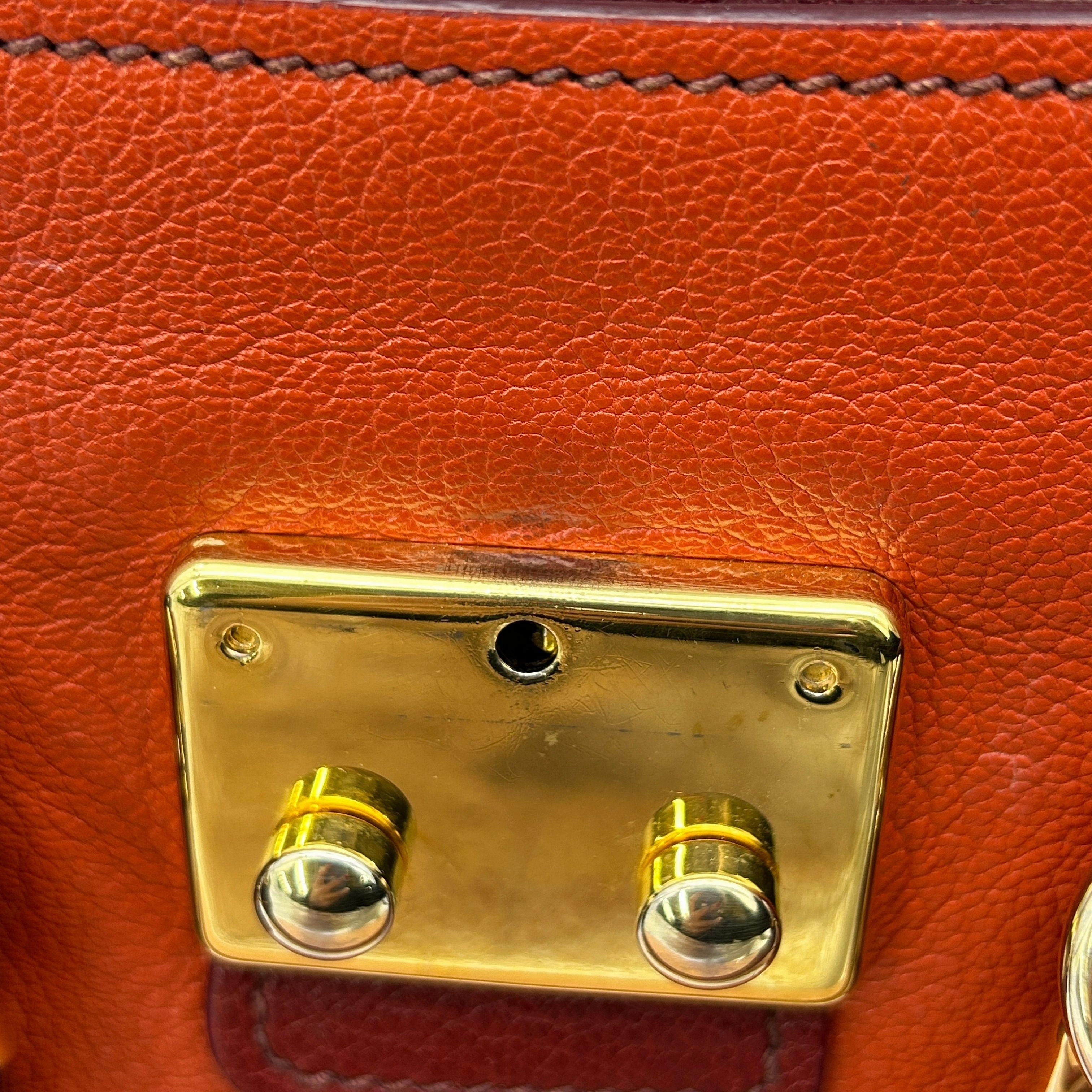 MIU MIU Goatskin Madras Crossbody Bag Mandarino Rubino LA10121