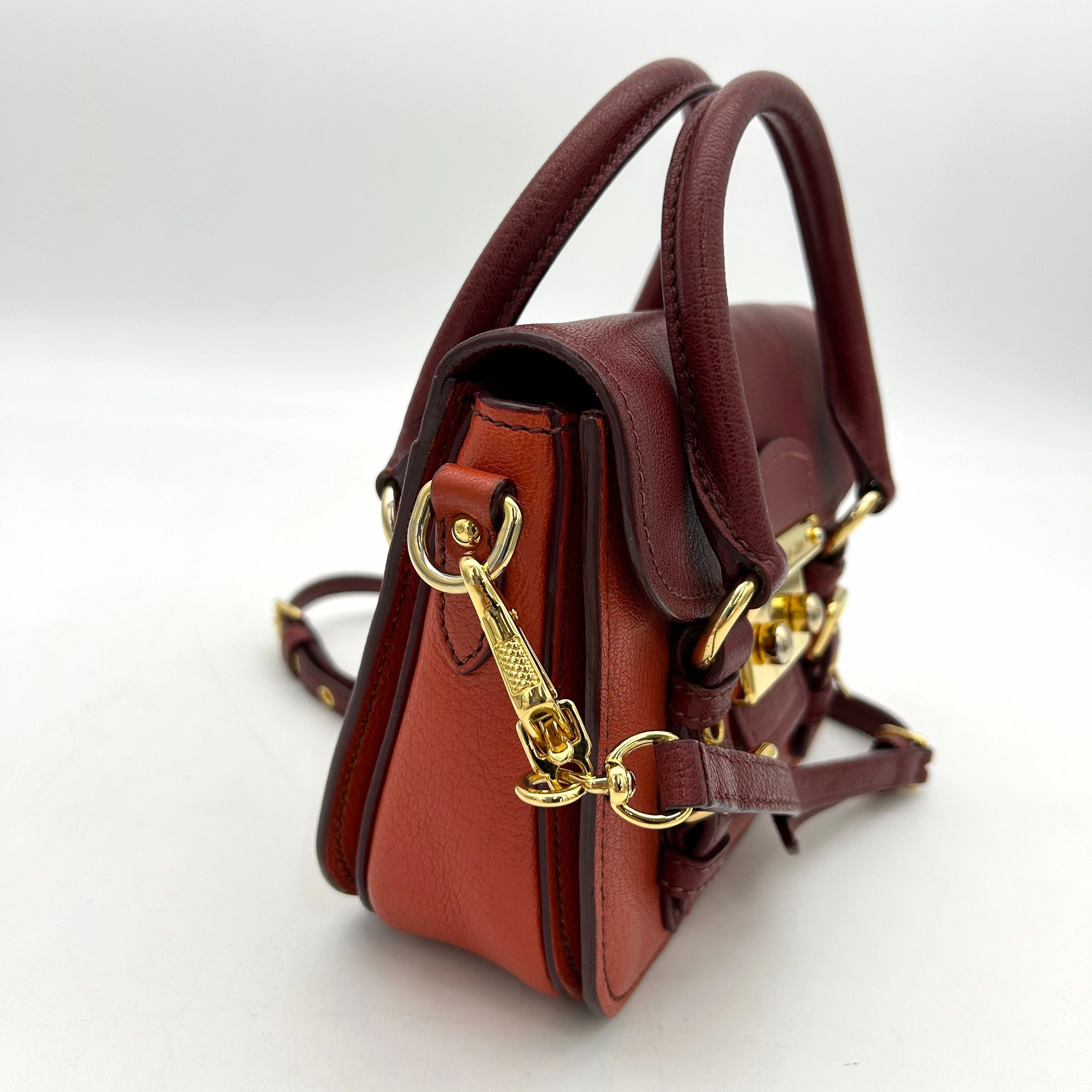 MIU MIU Goatskin Madras Crossbody Bag Mandarino Rubino LA10121