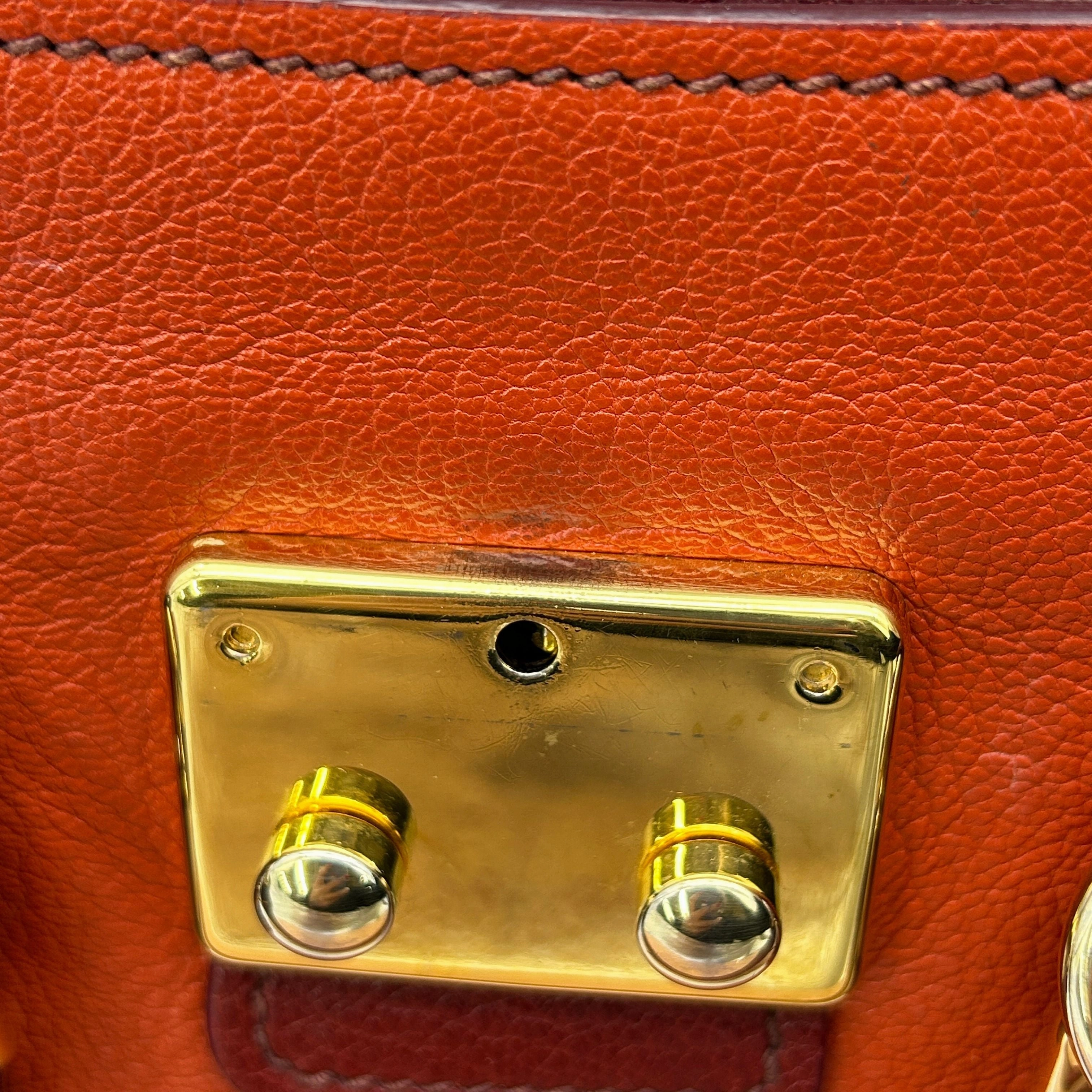 MIU MIU Goatskin Madras Crossbody Bag Mandarino Rubino LA10121