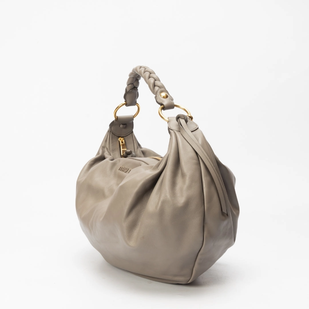 Miu Miu Grey Leather Tassel Shoulder Bag