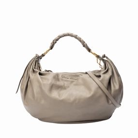 Miu Miu Grey Leather Tassel Shoulder Bag