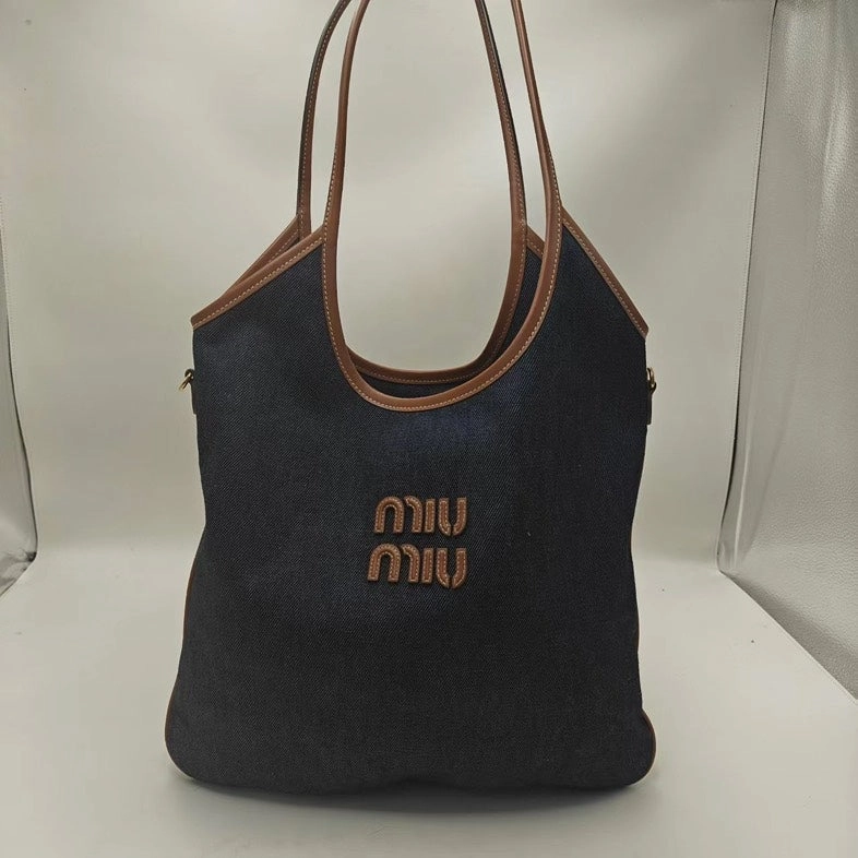 MiuMiu Denim Shoulder Bag Underarm Dark Blue