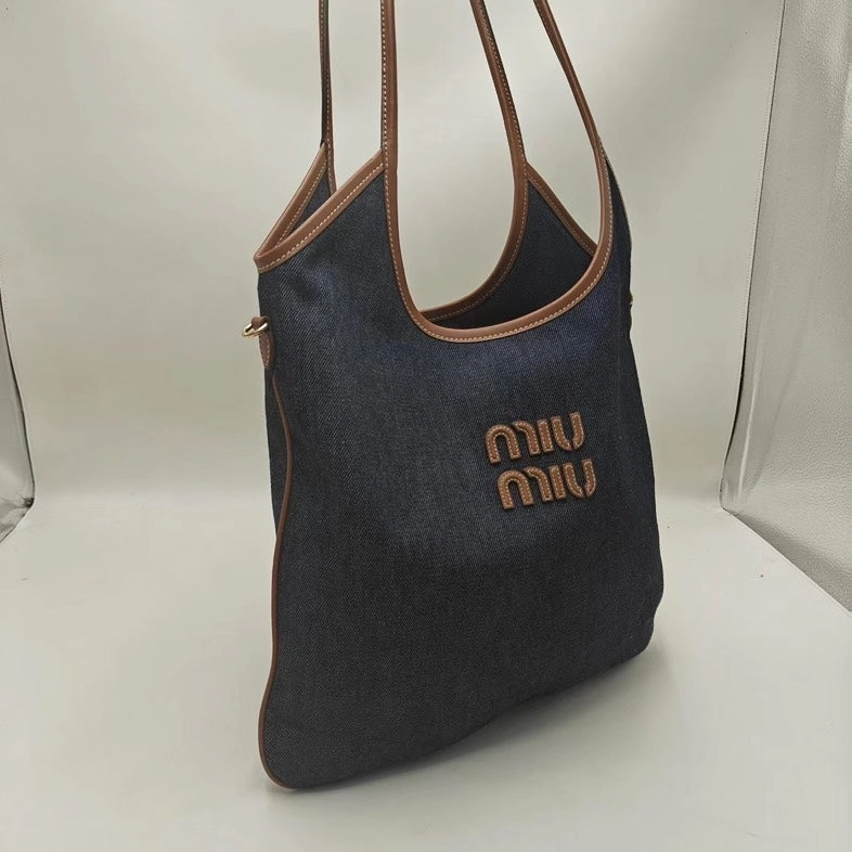 MiuMiu Denim Shoulder Bag Underarm Dark Blue