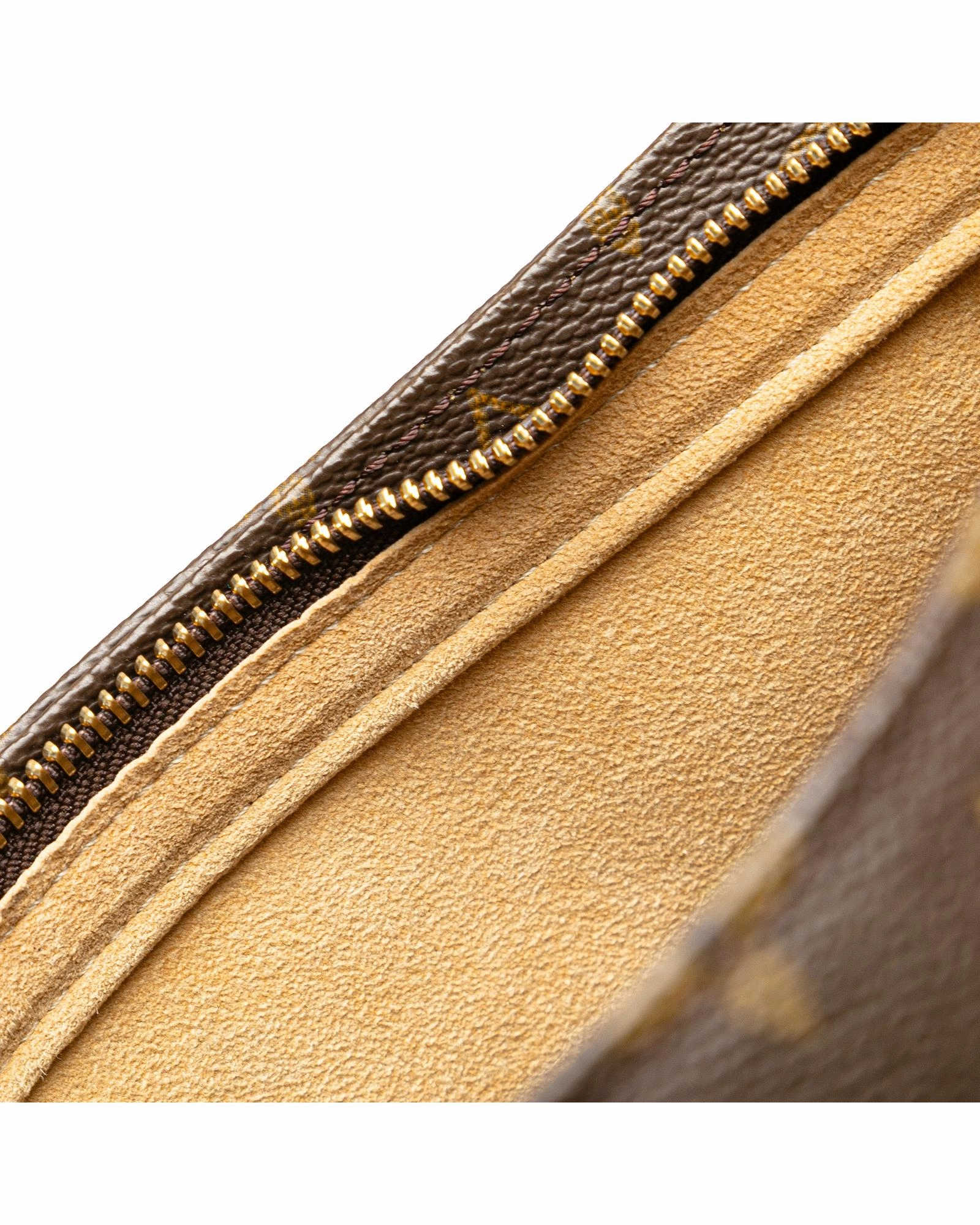 Monogram Canvas Shoulder Bag with Rolled Leather Strap and Interior Pockets