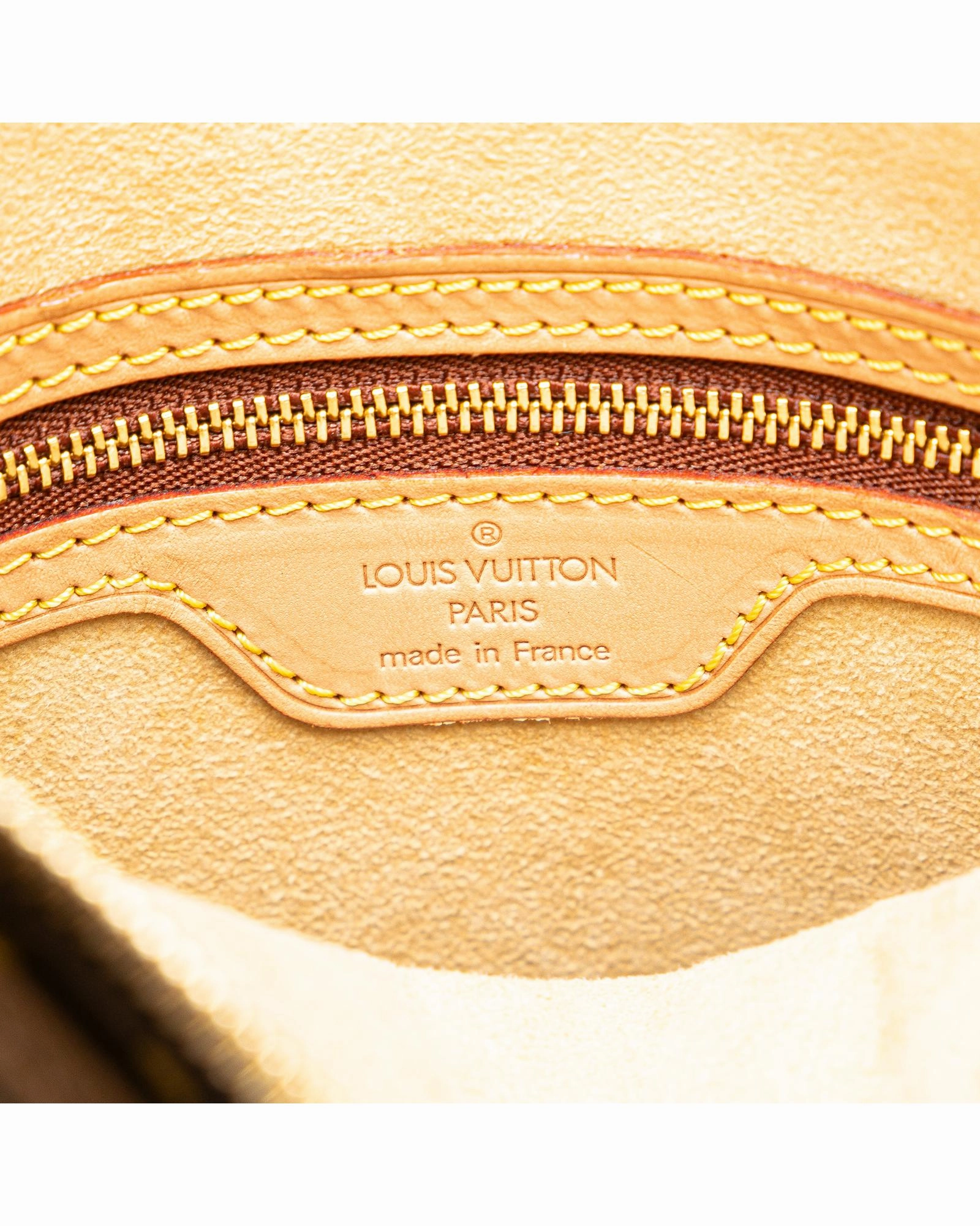 Monogram Canvas Shoulder Bag with Rolled Leather Strap and Interior Pockets