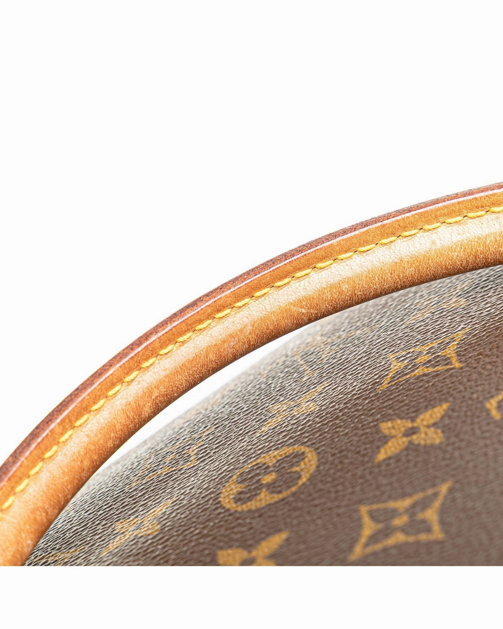 Monogram Canvas Shoulder Bag with Vachetta Leather Strap and Top Zip Closure