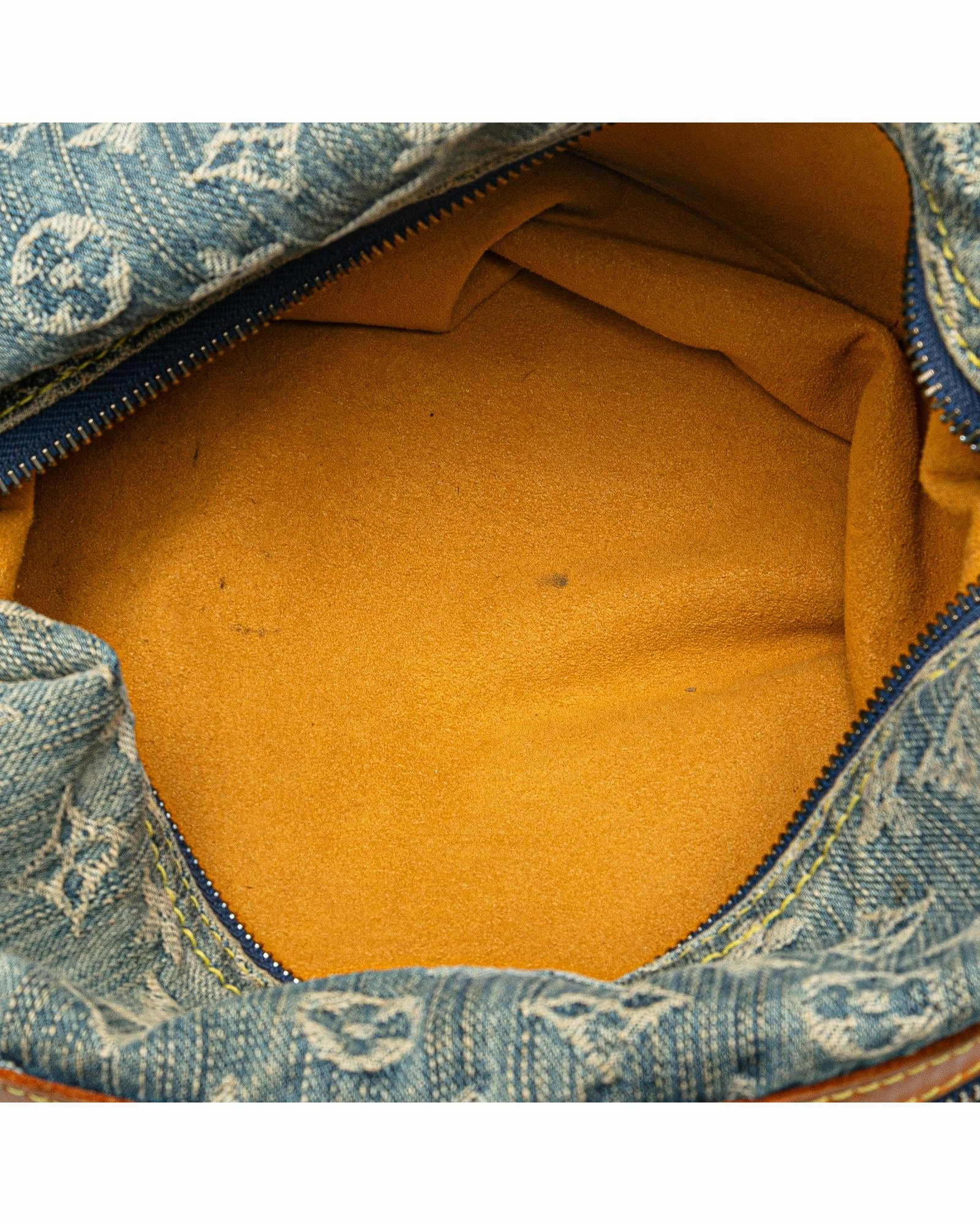 Monogram Denim Baggy GM Shoulder Bag with Vachetta Leather Trim and Multiple Pockets
