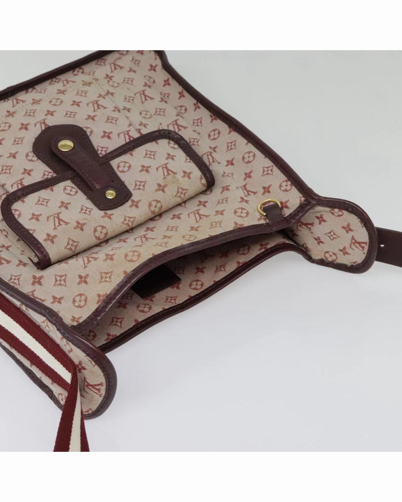 Monogram Mini Canvas Shoulder Bag with Adjustable Strap and Storage Odor