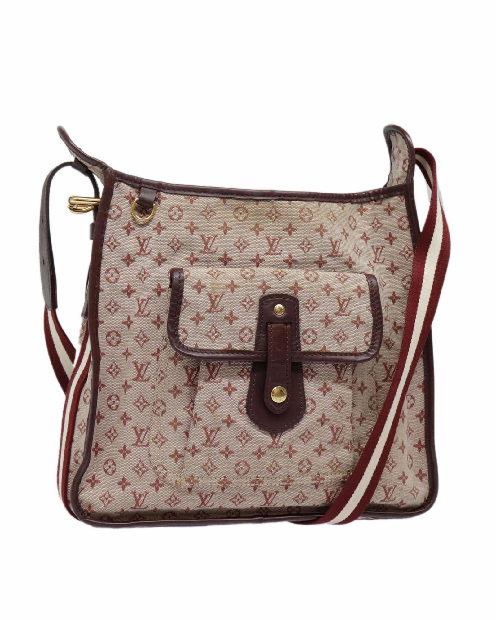 Monogram Mini Canvas Shoulder Bag with Adjustable Strap and Storage Odor