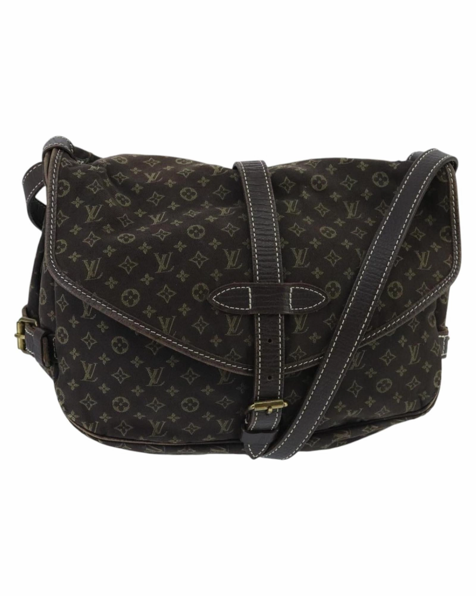 Monogram Mini Lin Canvas Saumur PM Shoulder Bag