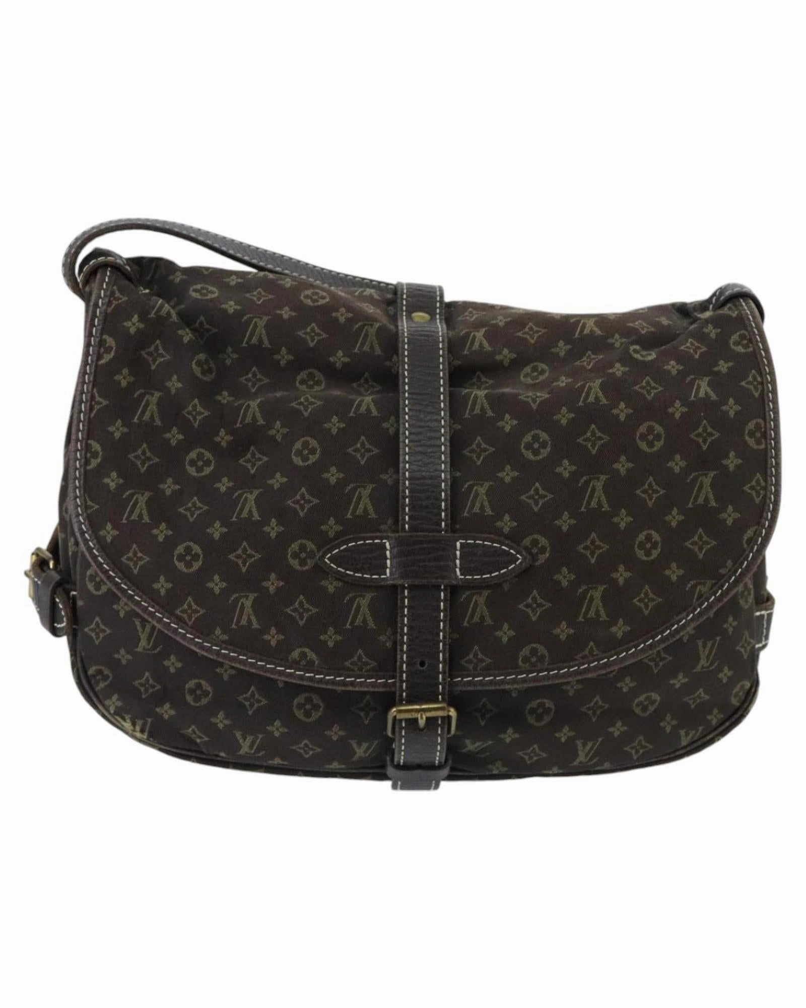 Monogram Mini Lin Canvas Saumur PM Shoulder Bag