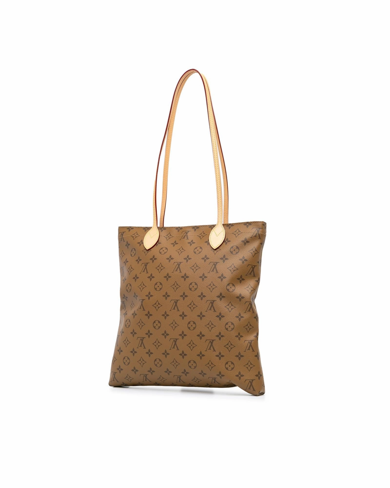 Monogram Reverse Canvas Shoulder Bag with Leather Straps