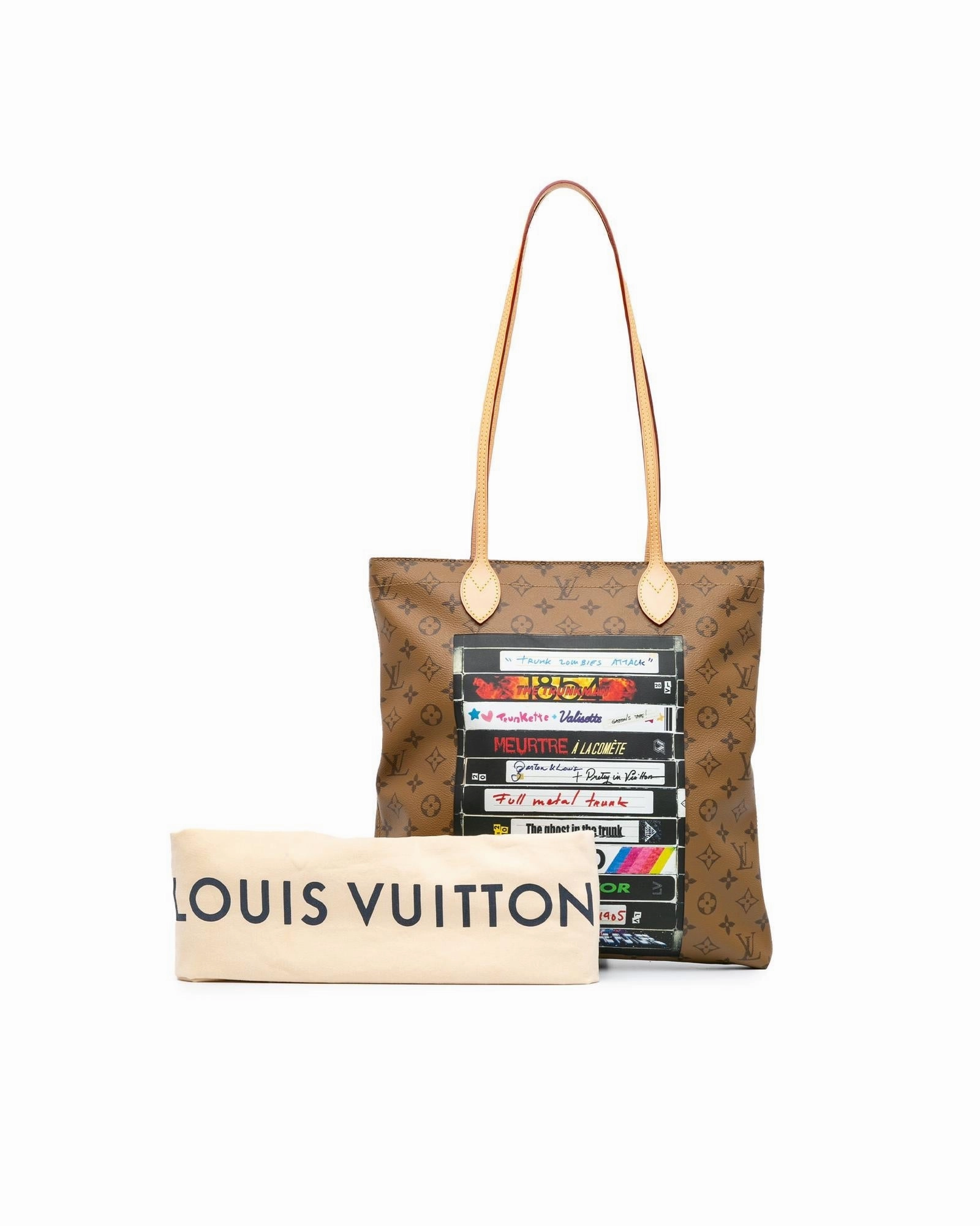 Monogram Reverse Canvas Shoulder Bag with Leather Straps